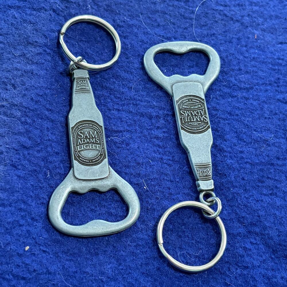 Vtg Samuel Adams Bottle Opener Keychain Boston Lager Beer Pewter Metal Keyring